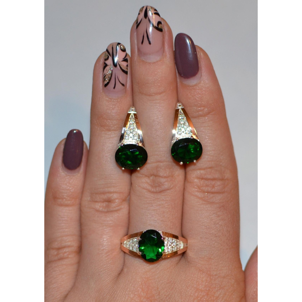 Серебряный набор с вставками золота (054)