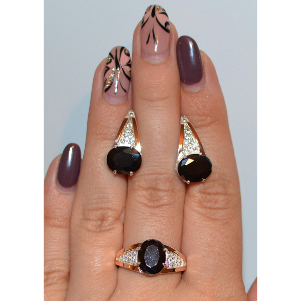 Серебряный набор с вставками золота (054)