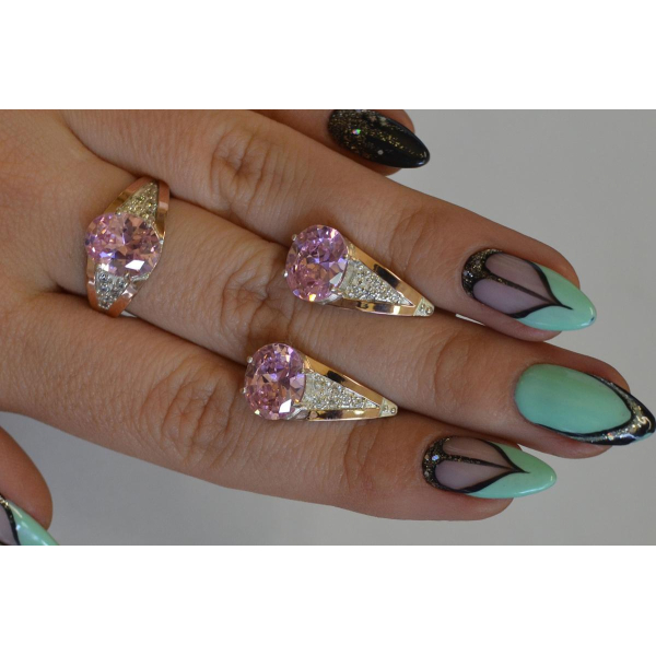 Серебряный набор с вставками золота (054)