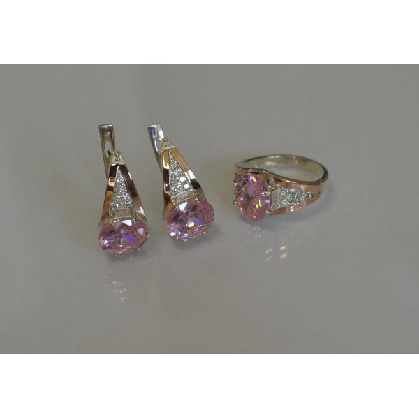 Серебряный набор с вставками золота (054)