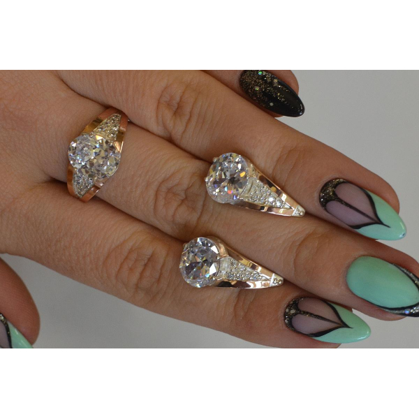 Серебряный набор с вставками золота (054)