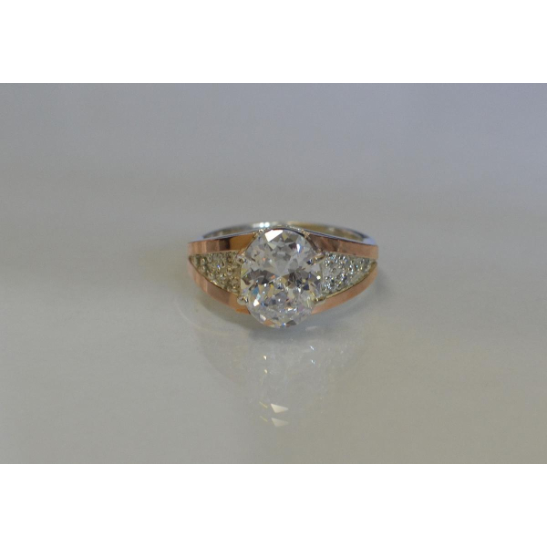 Серебряное кольцо с пластинами золота (054к)