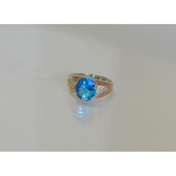 Серебряное кольцо с пластинами золота (054к)