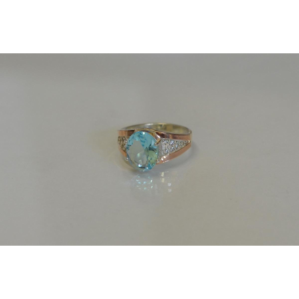 Серебряное кольцо с пластинами золота (054к)