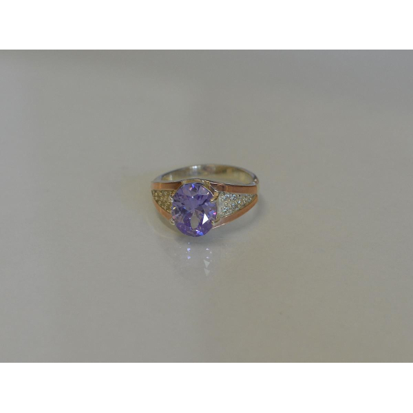 Серебряное кольцо с пластинами золота (054к)