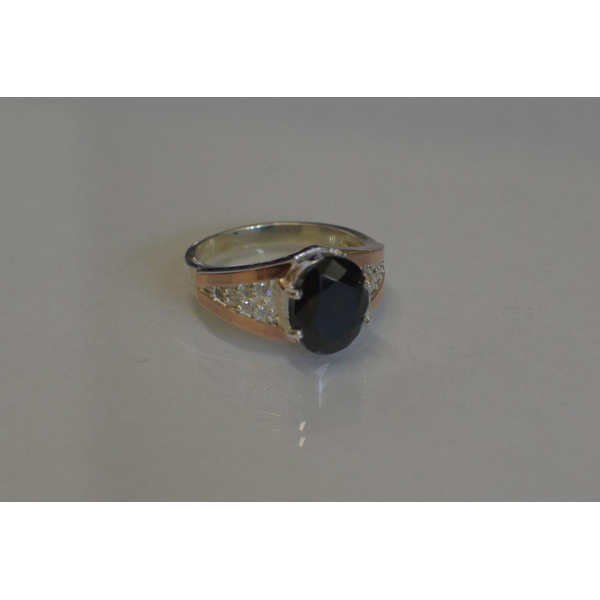 Серебряное кольцо с пластинами золота (054к)