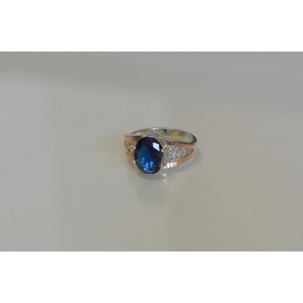 Серебряное кольцо с пластинами золота (054к)