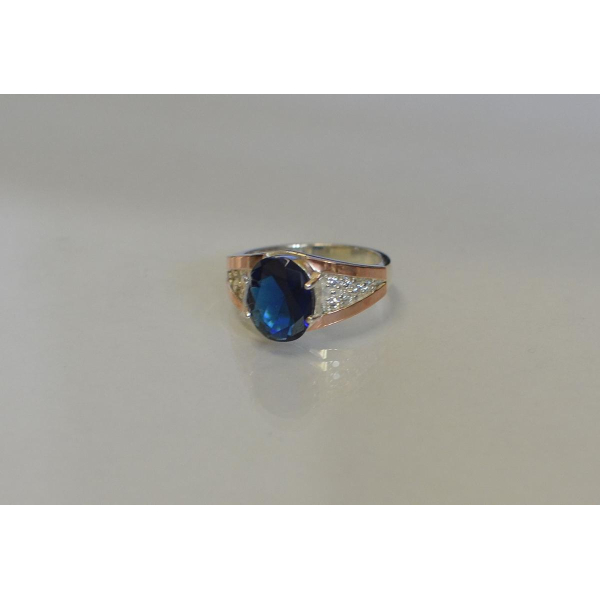 Серебряное кольцо с пластинами золота (054к)