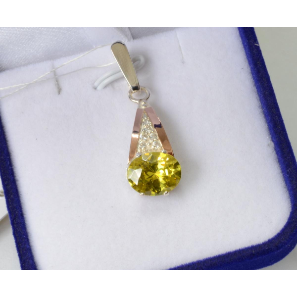 Серебряная подвеска с золотими вставками (054п)