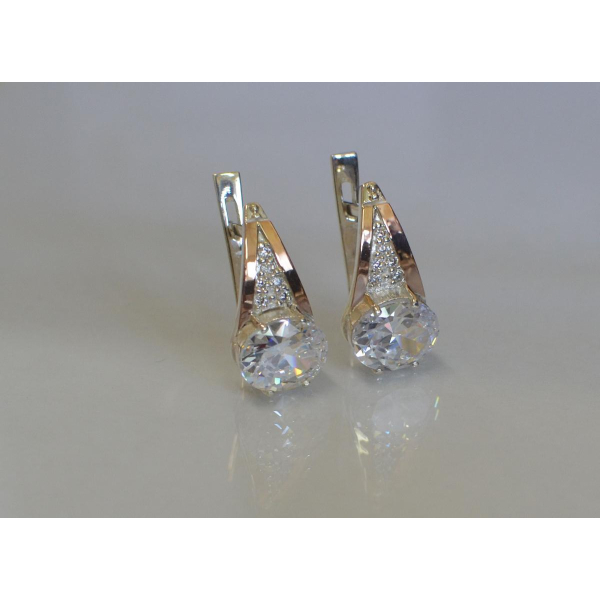 Серебряные серьги с пластинами с золота (054с)