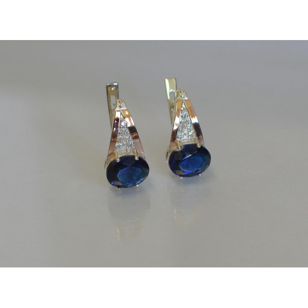 Серебряные серьги с пластинами с золота (054с)