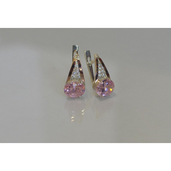 Серебряные серьги с пластинами с золота (054с)