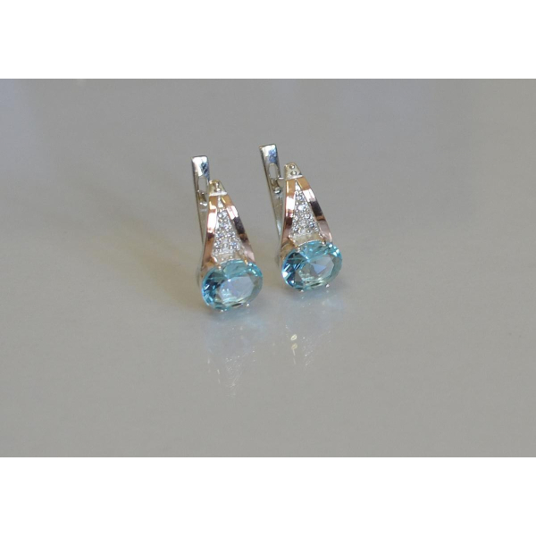 Серебряные серьги с пластинами с золота (054с)