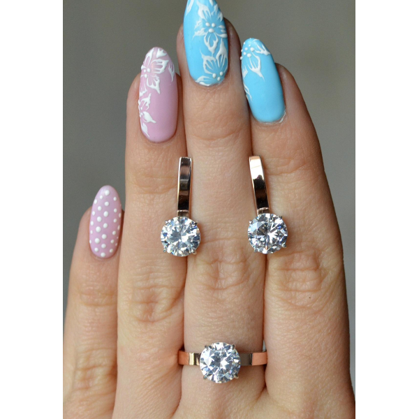 Серебряный гарнитур с золотыми вставками (055)