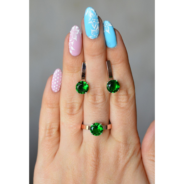 Серебряный гарнитур с золотыми вставками (055)