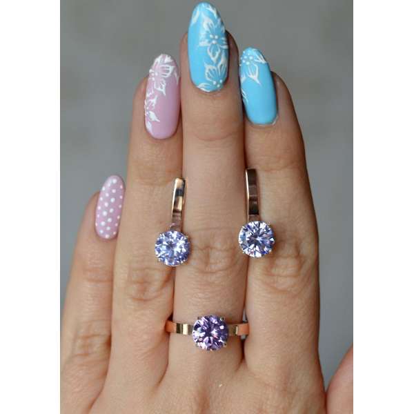 Серебряный гарнитур с золотыми вставками (055)