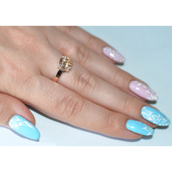 Серебряное кольцо с золотыми накладками (055к)