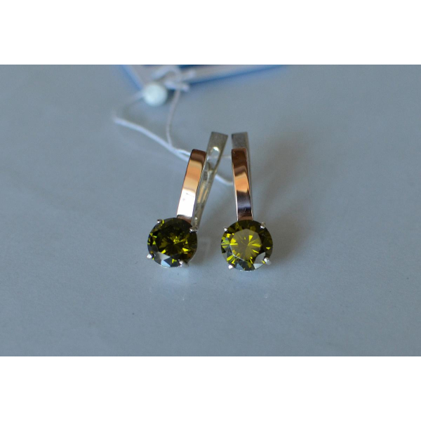 Серебряные серьги с напайками из золота (055с)