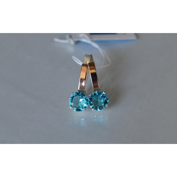 Серебряные серьги с напайками из золота (055с)