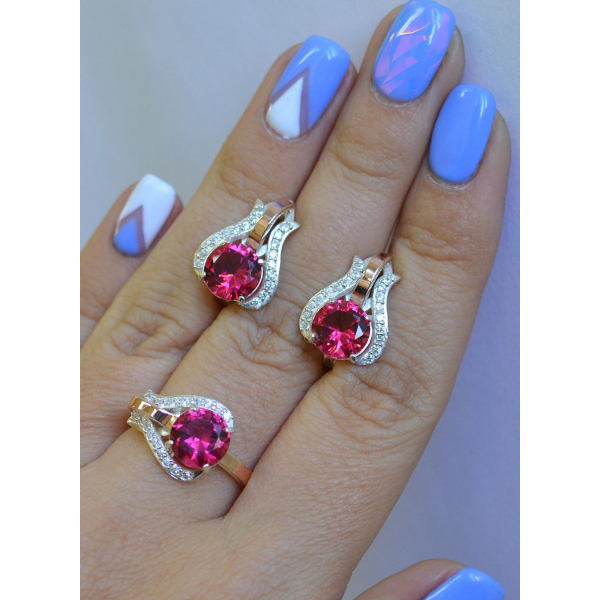 Гарнитур серебряный  с пластинами из золота (056)