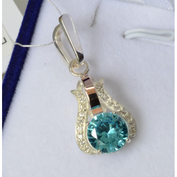 Серебряная подвеска с золотими вставками (056п)