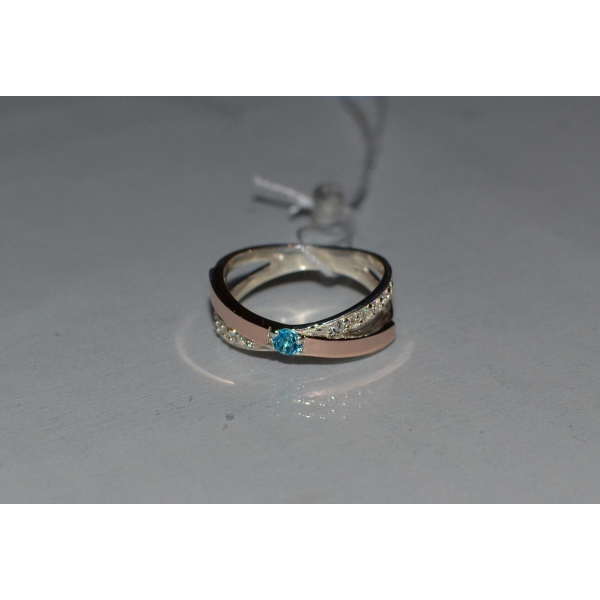 Каблучка срібна зі вставками з золота (057к)