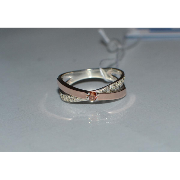 Каблучка срібна зі вставками з золота (057к)