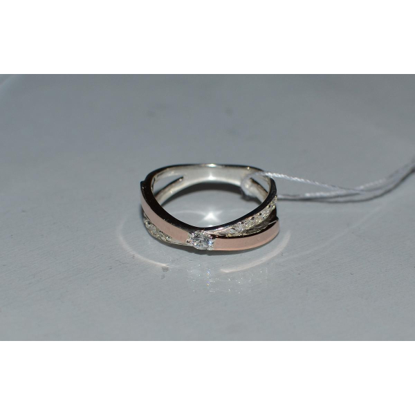 Каблучка срібна зі вставками з золота (057к)