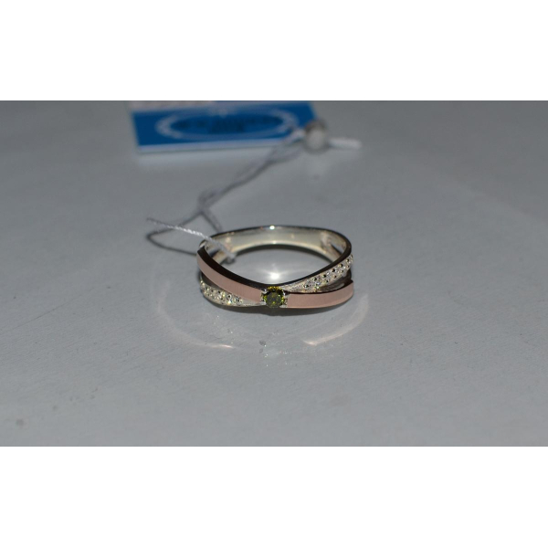 Каблучка срібна зі вставками з золота (057к)