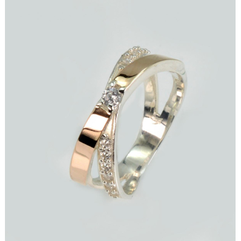 Каблучка срібна зі вставками з золота