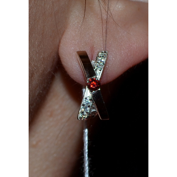 Серьги серебряные  с вставками золота (057с)