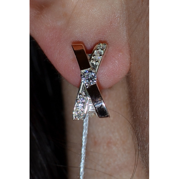 Серьги серебряные  с вставками золота (057с)