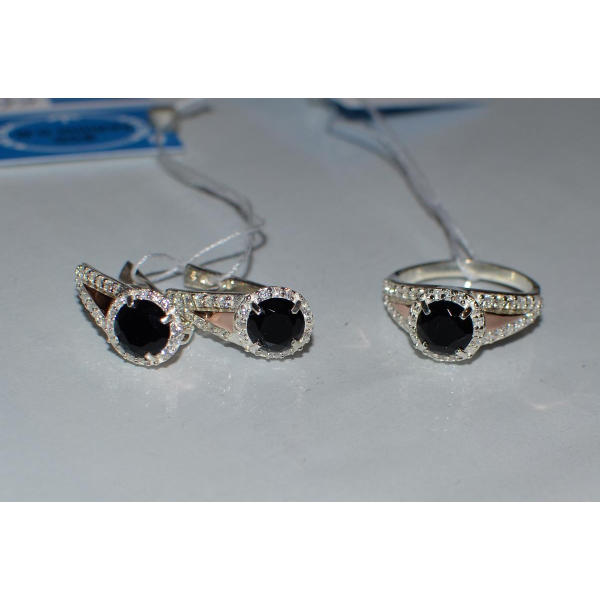 Серебряный набор с пластинами из золота (058)