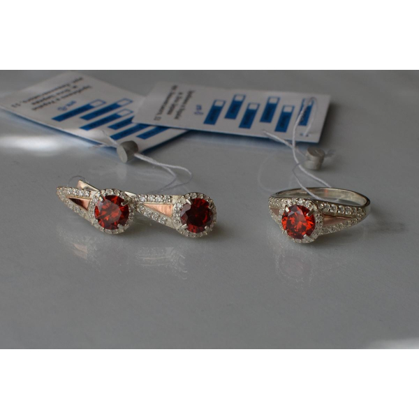 Серебряный набор с пластинами из золота (058)