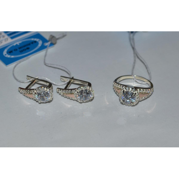 Серебряный набор с пластинами из золота (058)