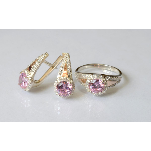 Серебряный набор с пластинами из золота (058)