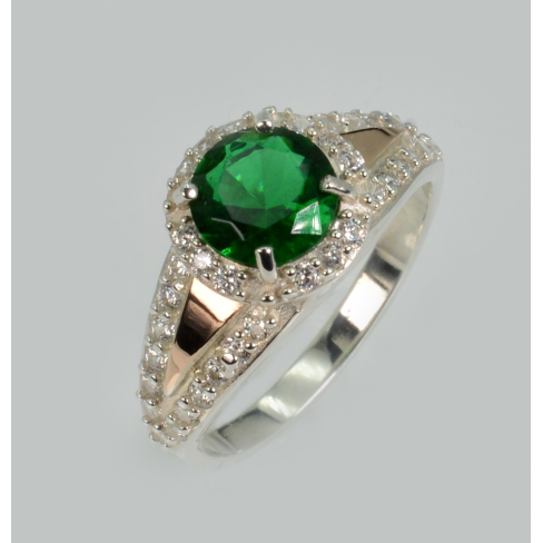 Срібна каблучка з золотими накладками