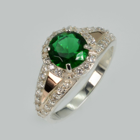 Серебряное кольцо с золотыми накладками