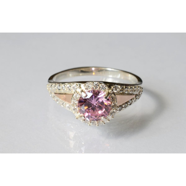 Срібна каблучка з золотими накладками (058к)