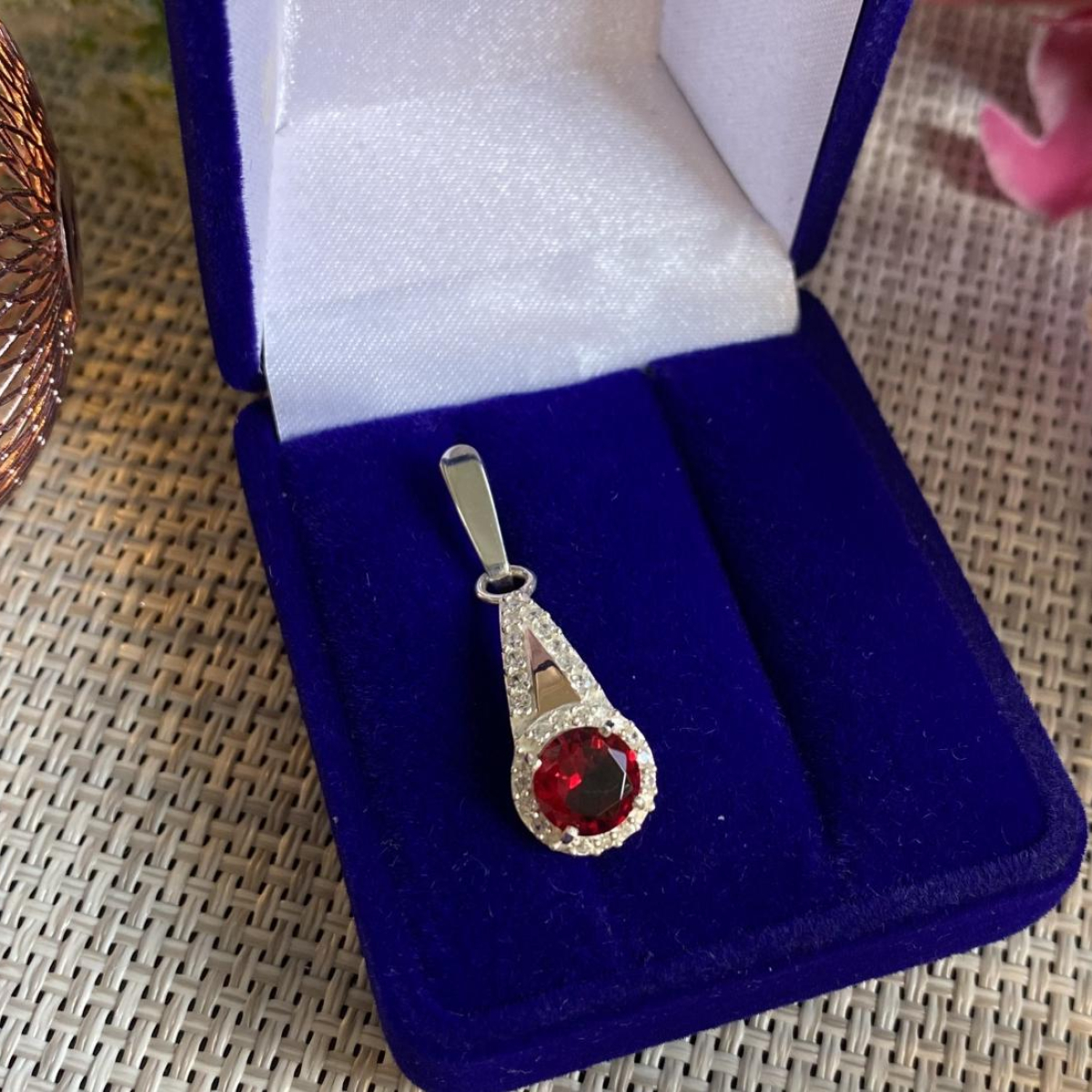 Серебряная подвеска с золотими вставками (058п)