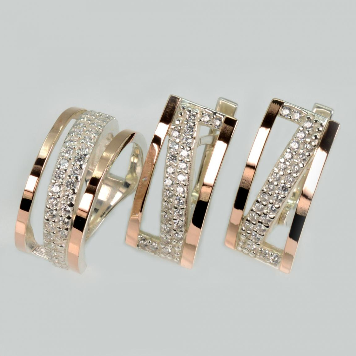 Набор из серебра 925 пробы и золота 375 пробы (059)