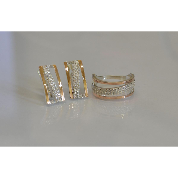 Набор из серебра 925 пробы и золота 375 пробы (059)