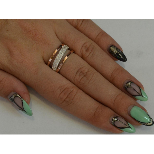 Каблучка із срібла 925 проби і золота 375 проби (059к)