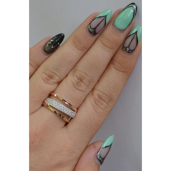 Каблучка із срібла 925 проби і золота 375 проби (059к)