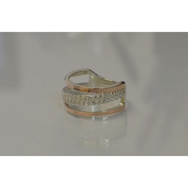 Каблучка із срібла 925 проби і золота 375 проби (059к)