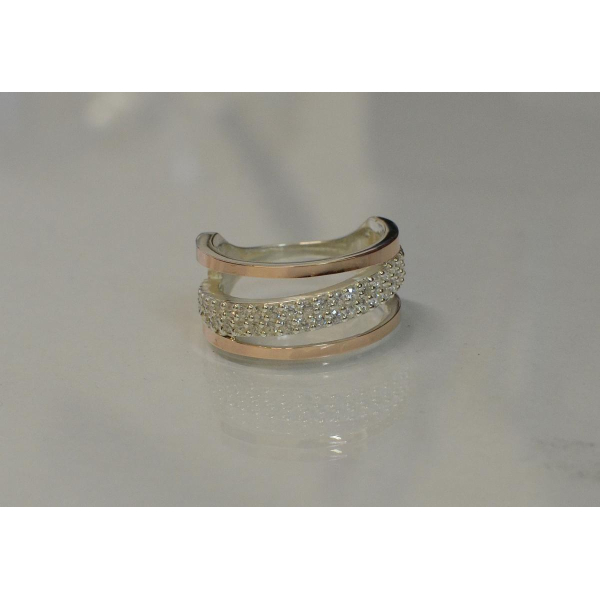 Каблучка із срібла 925 проби і золота 375 проби (059к)