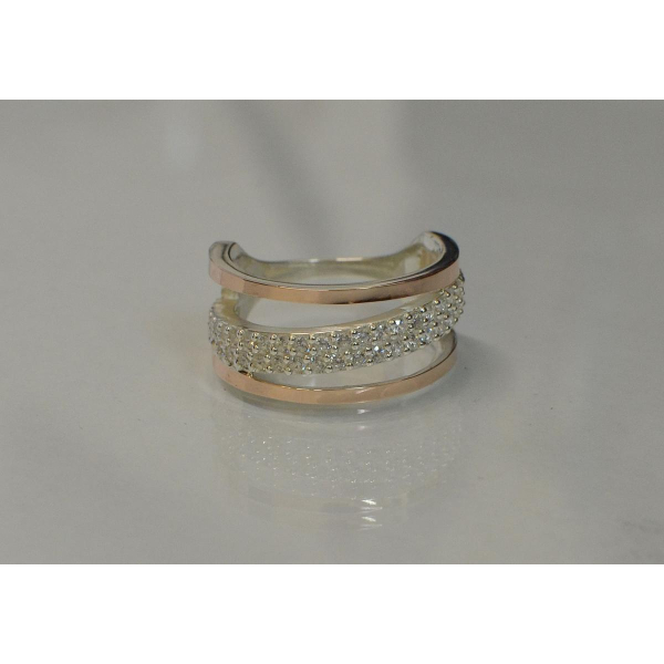 Каблучка із срібла 925 проби і золота 375 проби (059к)