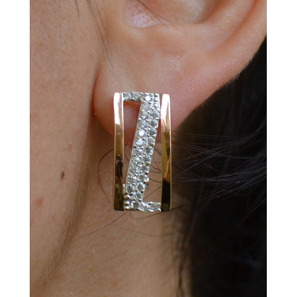 Серьги из серебра 925 пробы и золота 375 пробы (059с)