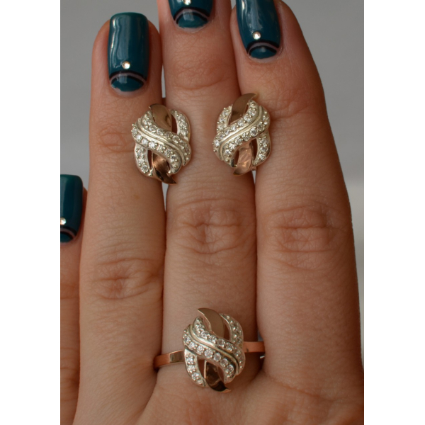 Серебряный гарнитур с золотыми накладками (060)