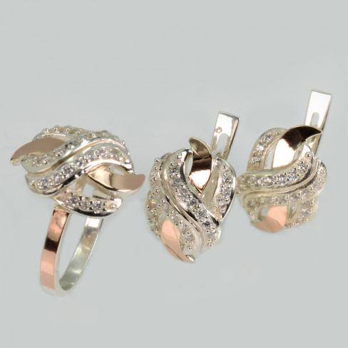 Серебряный гарнитур с золотыми накладками